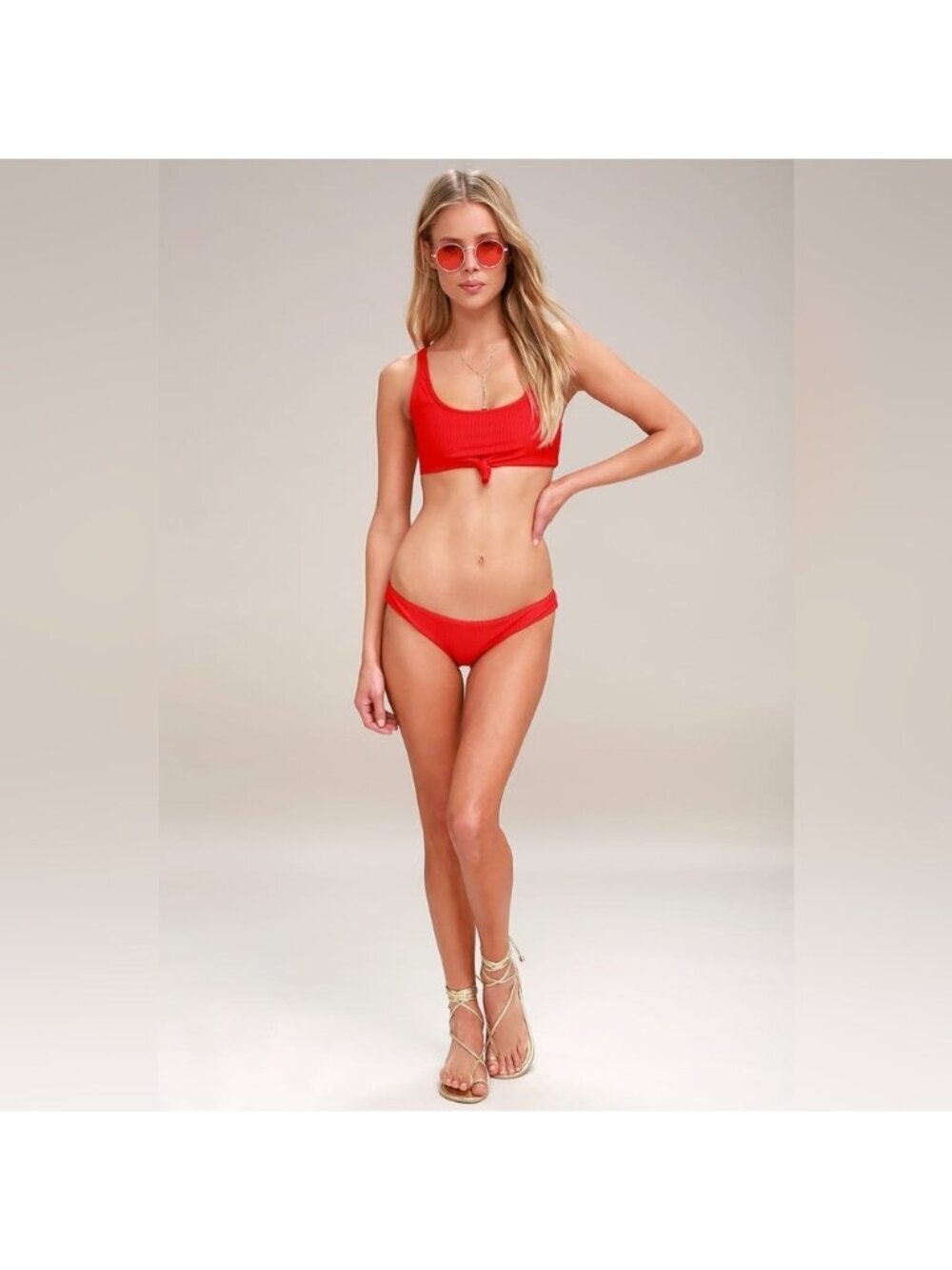Frankie’s bikinis red Greer bikini set new no tags large swim